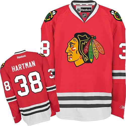 Blackhawks #38 Ryan Hartman Red Home Stitched Youth NHL Jersey - Click Image to Close